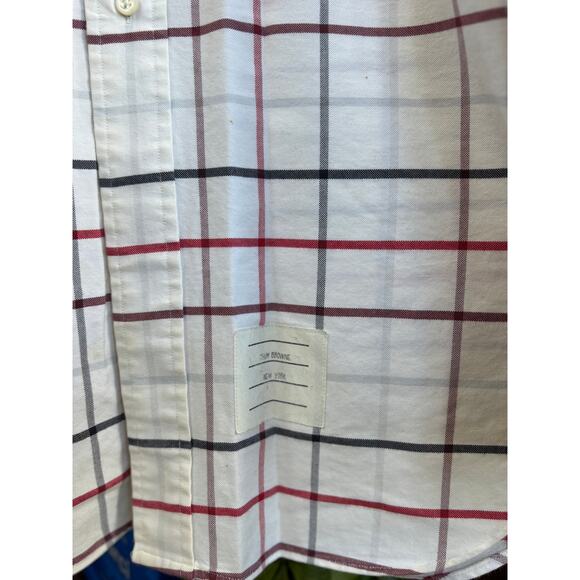 Thom Browne White and Red Check Button Down Shirt Size 5 XXL - Picture 3 of 4